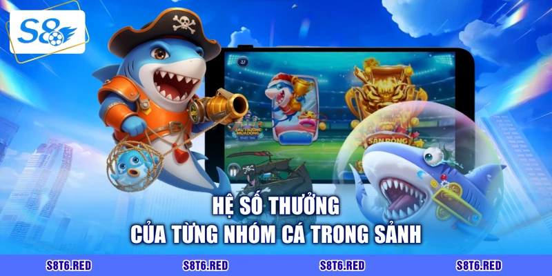 Hệ số thưởng của từng nhóm cá trong sảnh